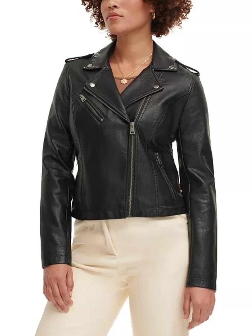 Levi's Black Faux Leather Moto Jacket - Women